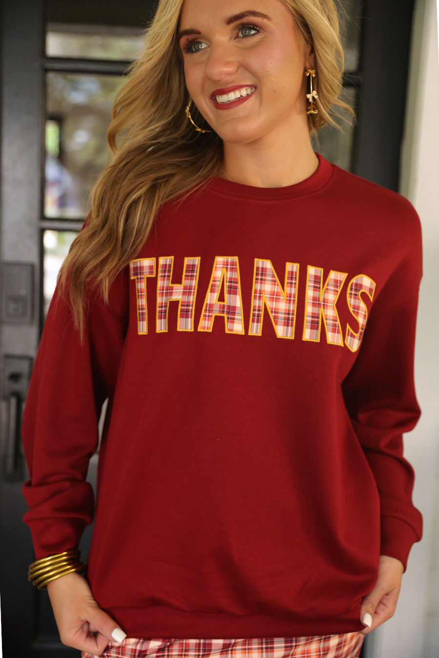PREORDER Thanks Plaid Patch Pullover