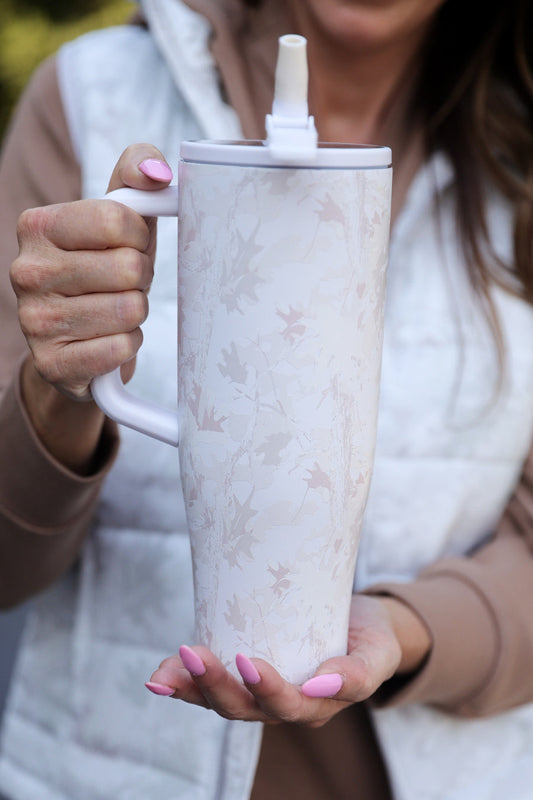 PREORDER- Chloe Camo Sleek Tumbler - White