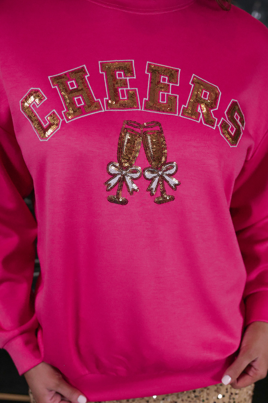 PREORDER-Champagne Cheers Luxe Pullover- Pink