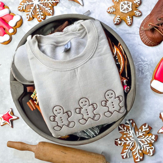 Three Gingerbread Men - Embroidered