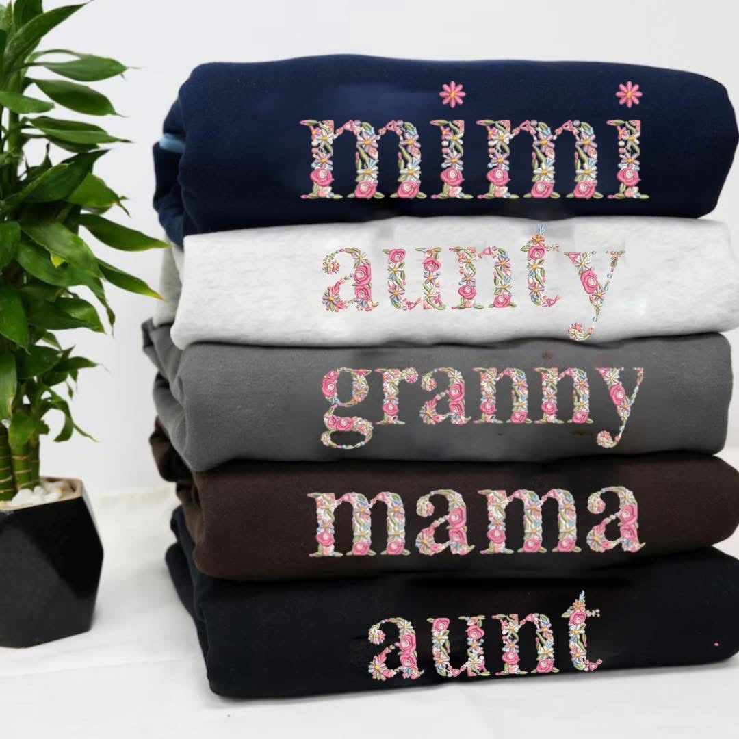 Floral Custom Name Embroidered