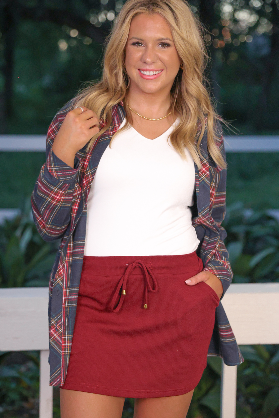 PREORDER-Well Loved Ribbed Skort, Burgundy