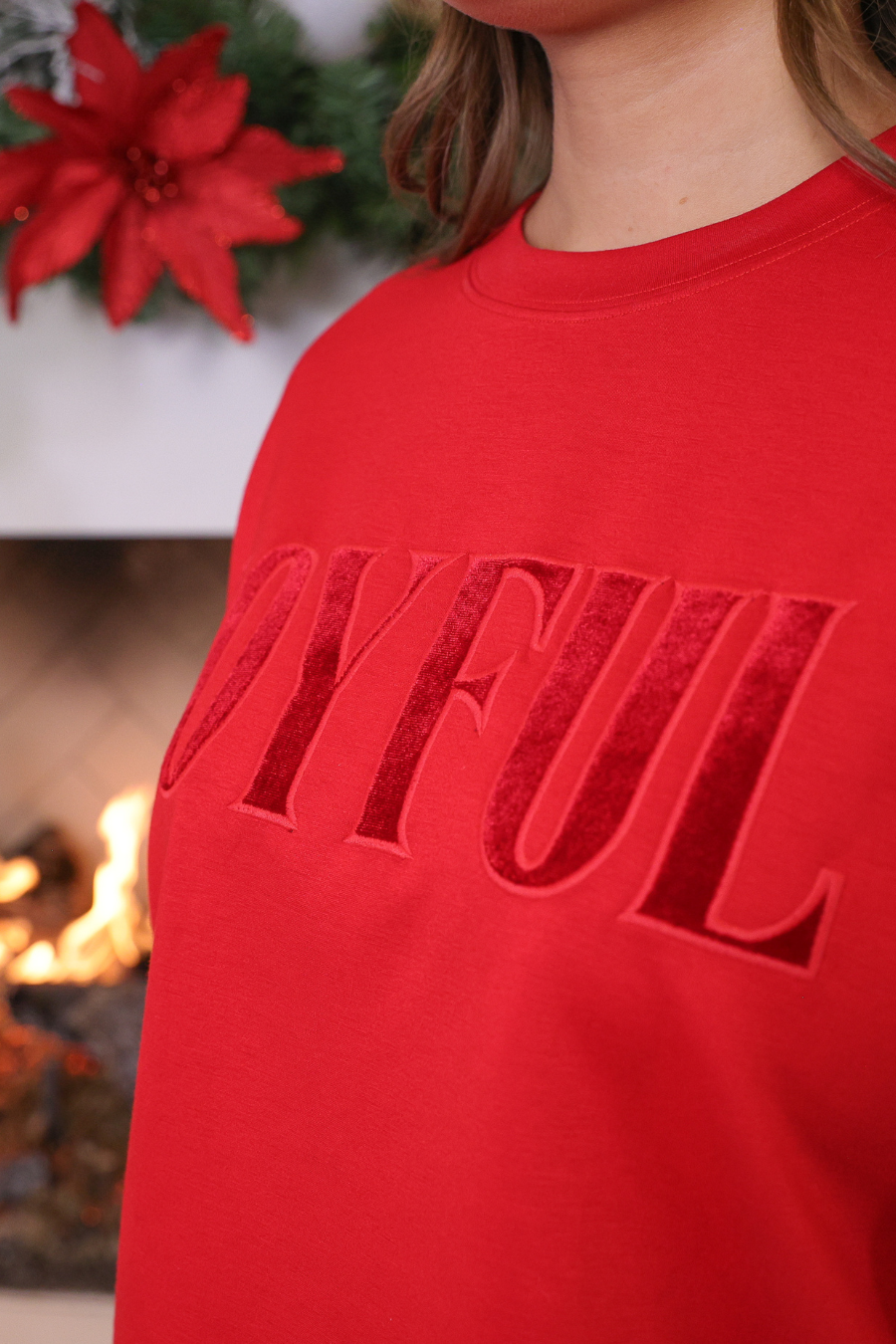 Joyful Velvet Patch Luxe Pullover