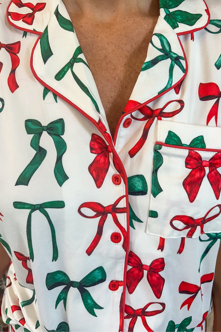 Midnight Bow Christmas Edition Ruffle Pajama Set