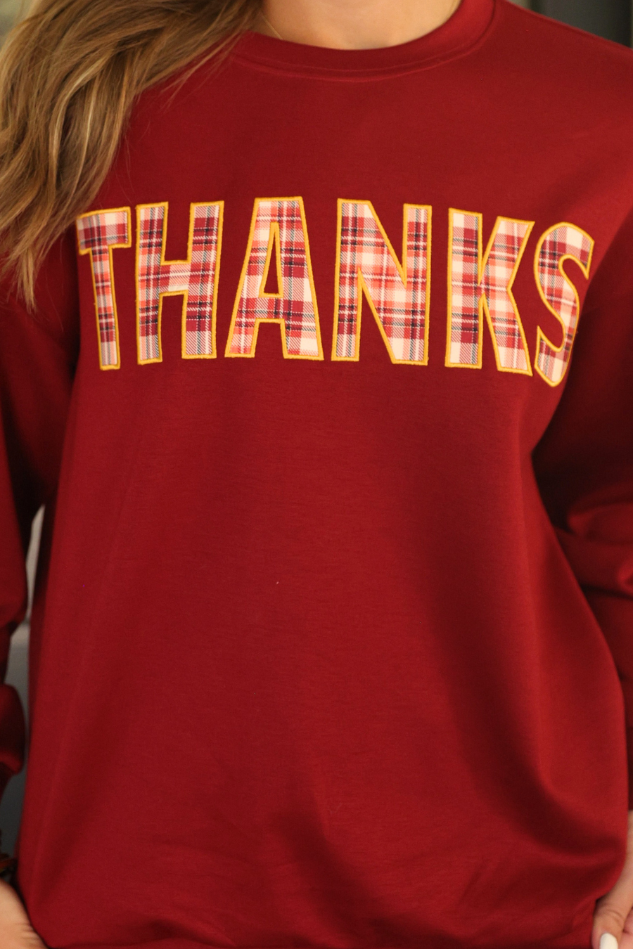 PREORDER Thanks Plaid Patch Pullover