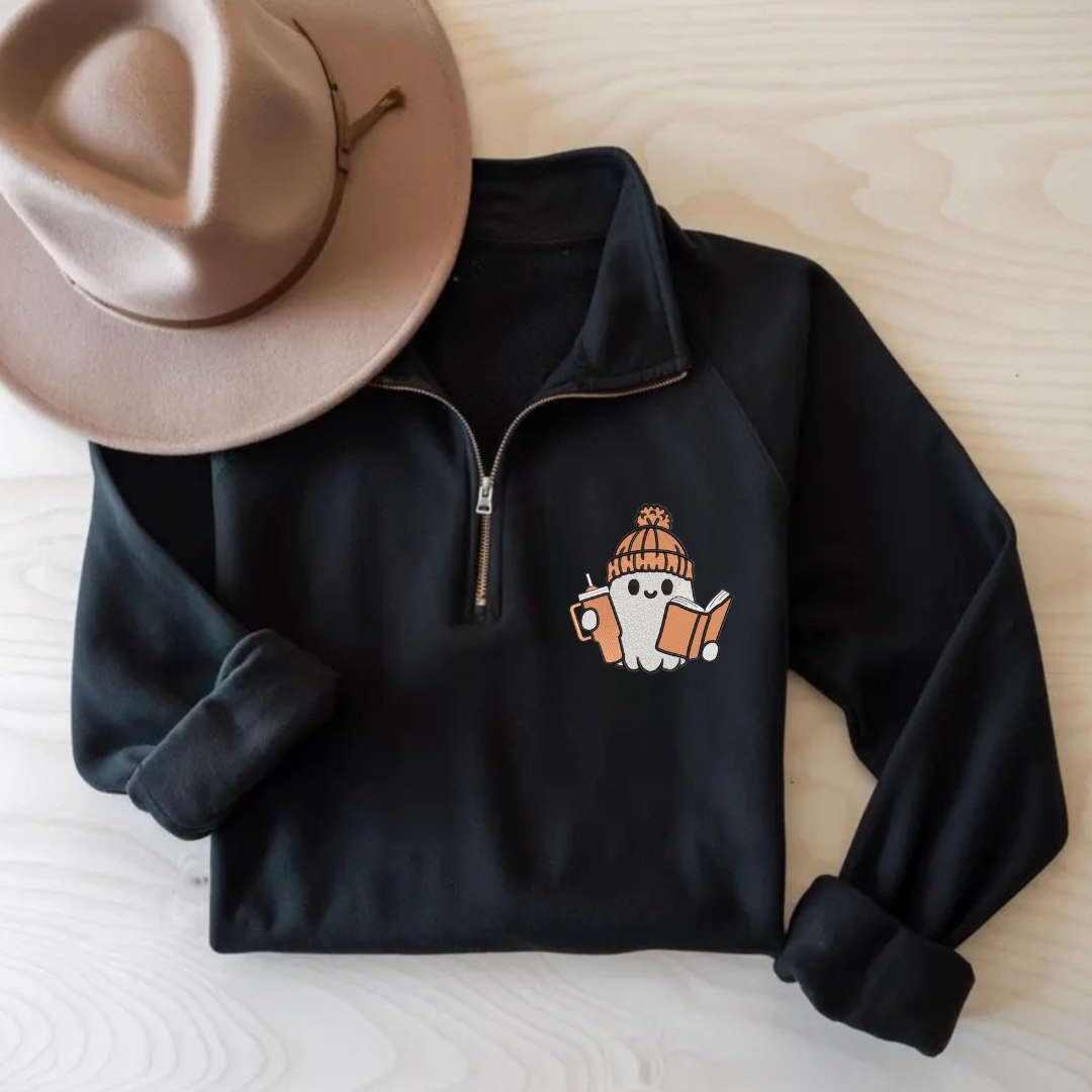 Embroidered ghost quarterzip
