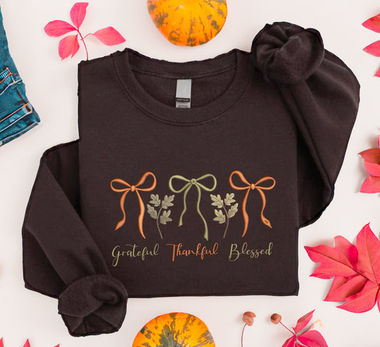 Grateful Thankful Blessed - Embroidered