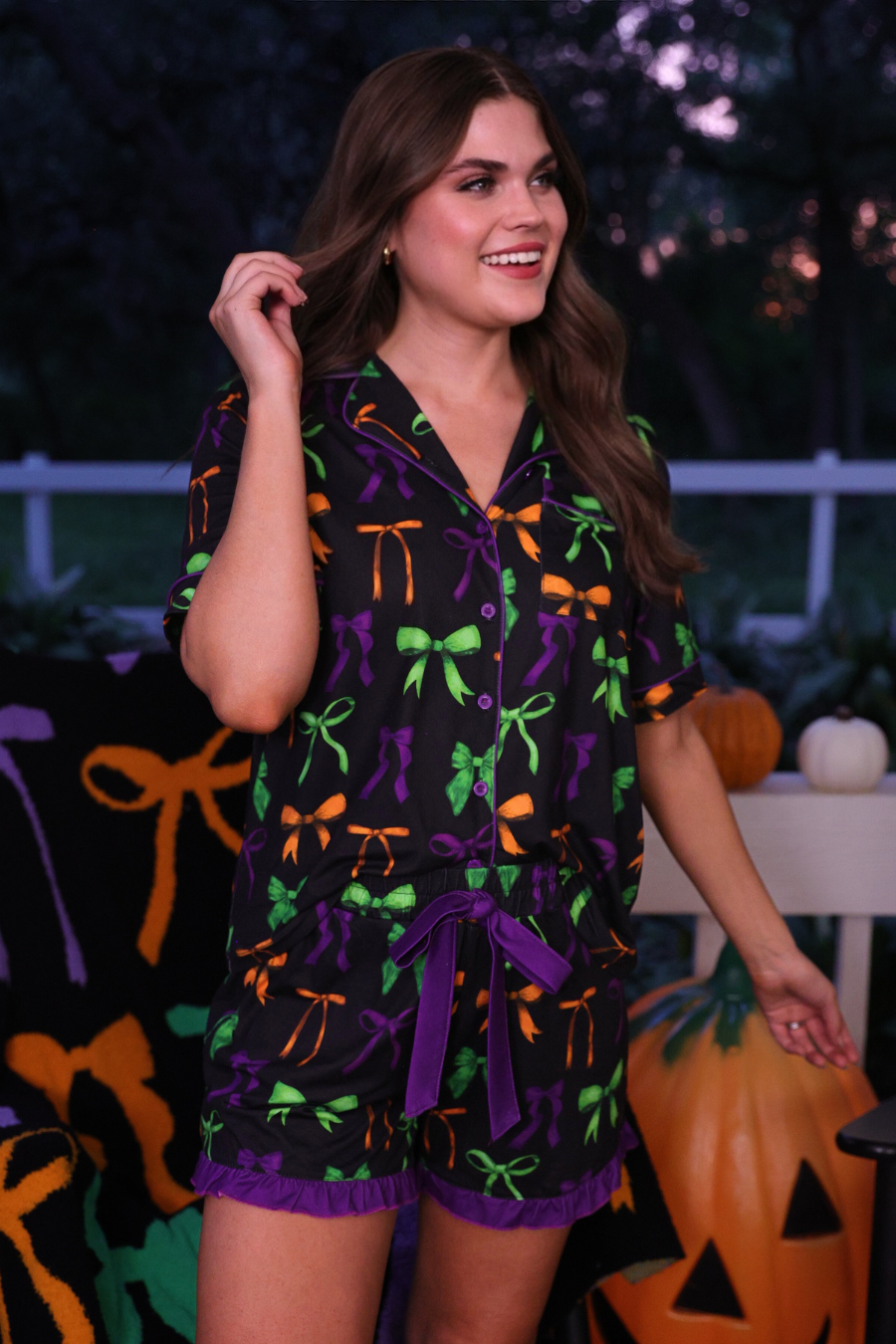 PREORDER-Bow Bewitched Ruffle Pajama Set