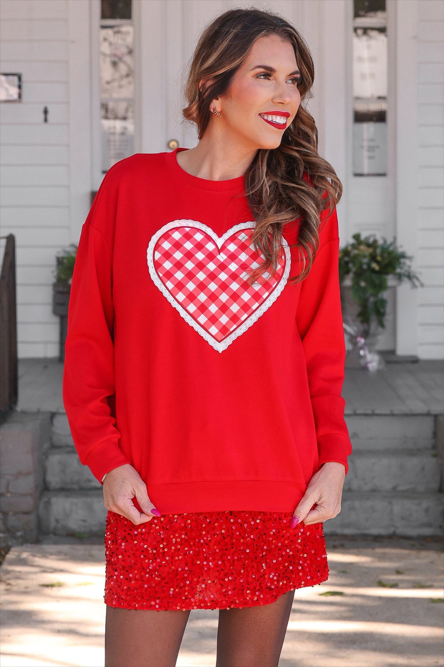PREORDER- Gingham Heart Luxe Pullover