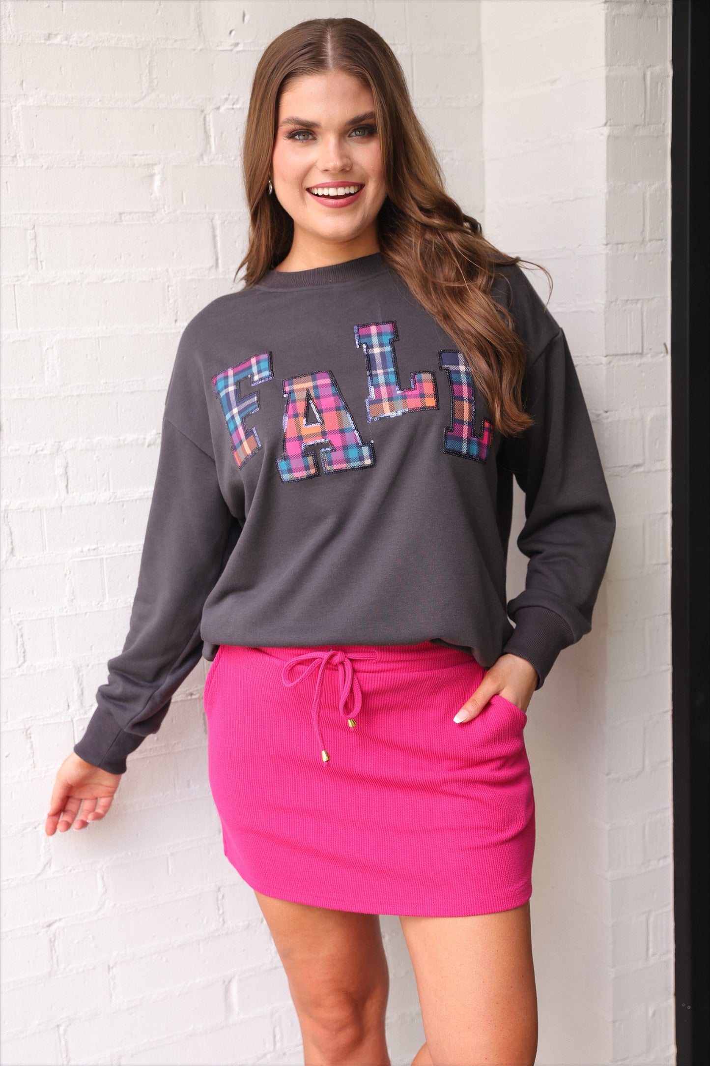 PREORDER- Fall Plaid Patch Pullover