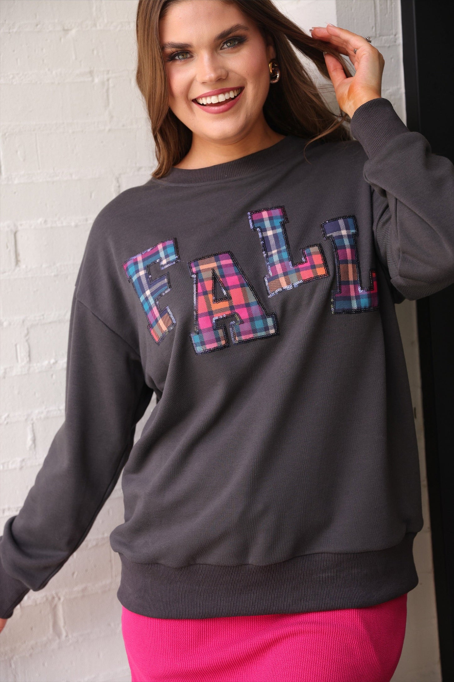 PREORDER- Fall Plaid Patch Pullover