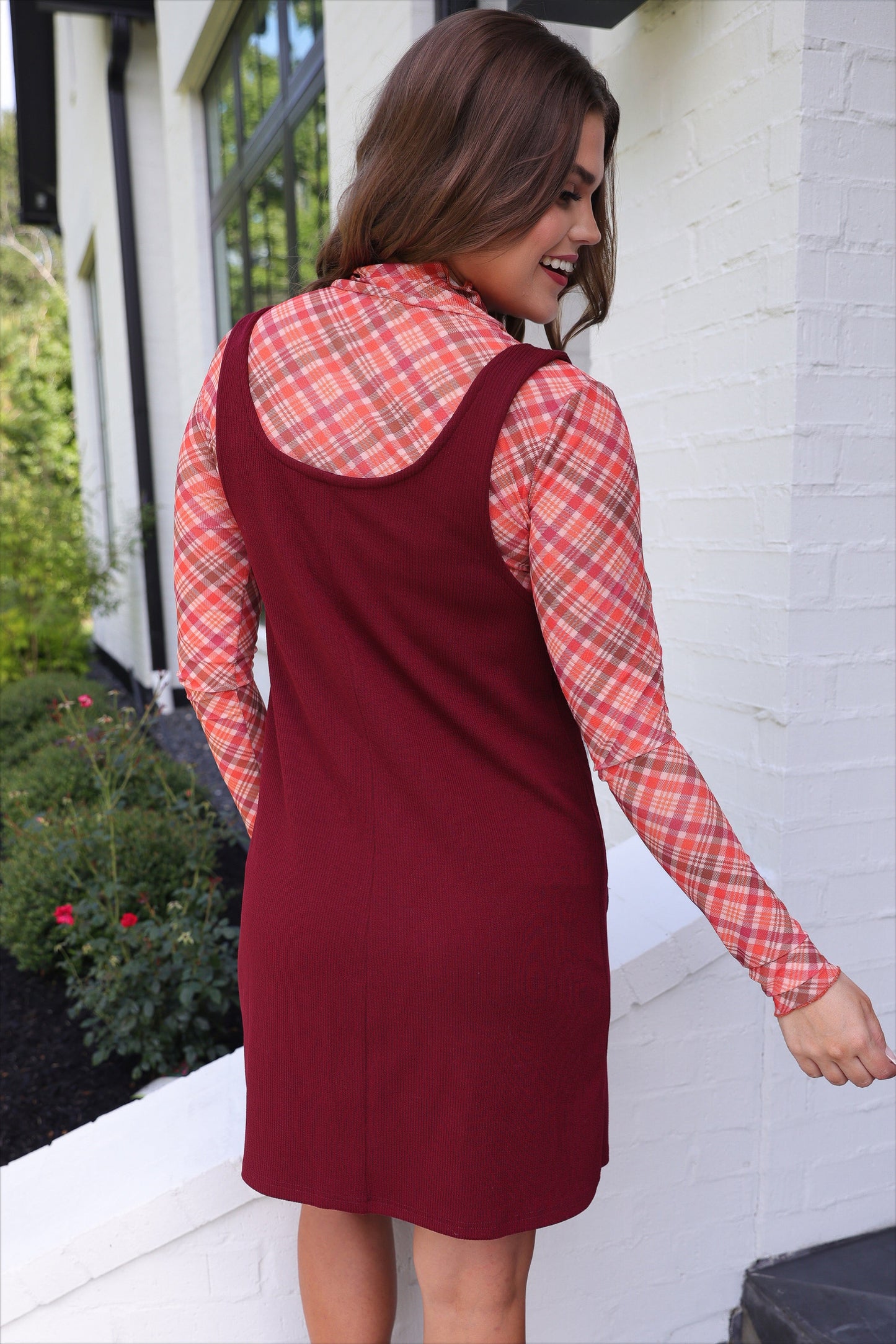 PREORDER- Rory Ribbed Jumper Dress- Burgundy