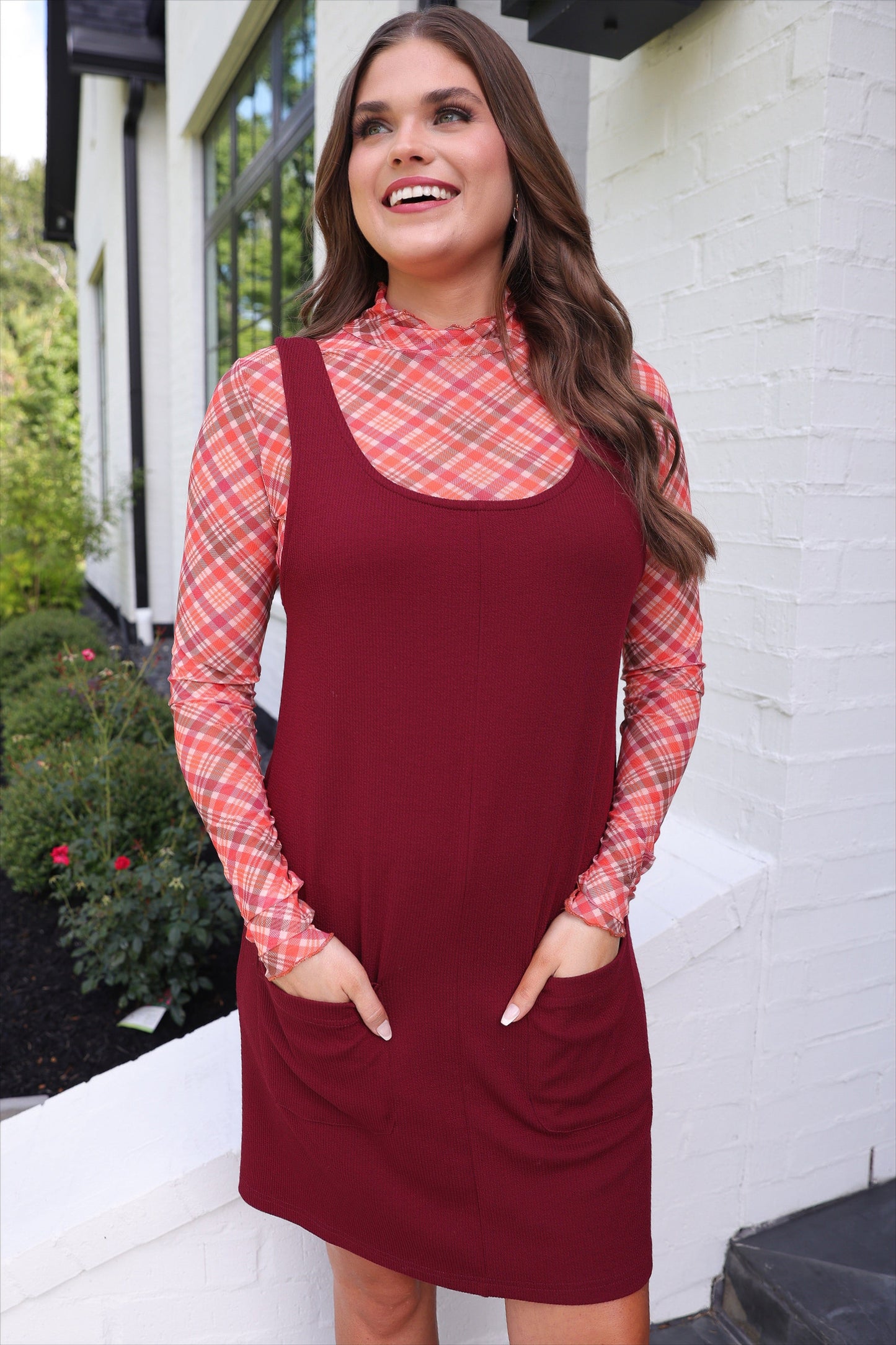 PREORDER- Rory Ribbed Jumper Dress- Burgundy