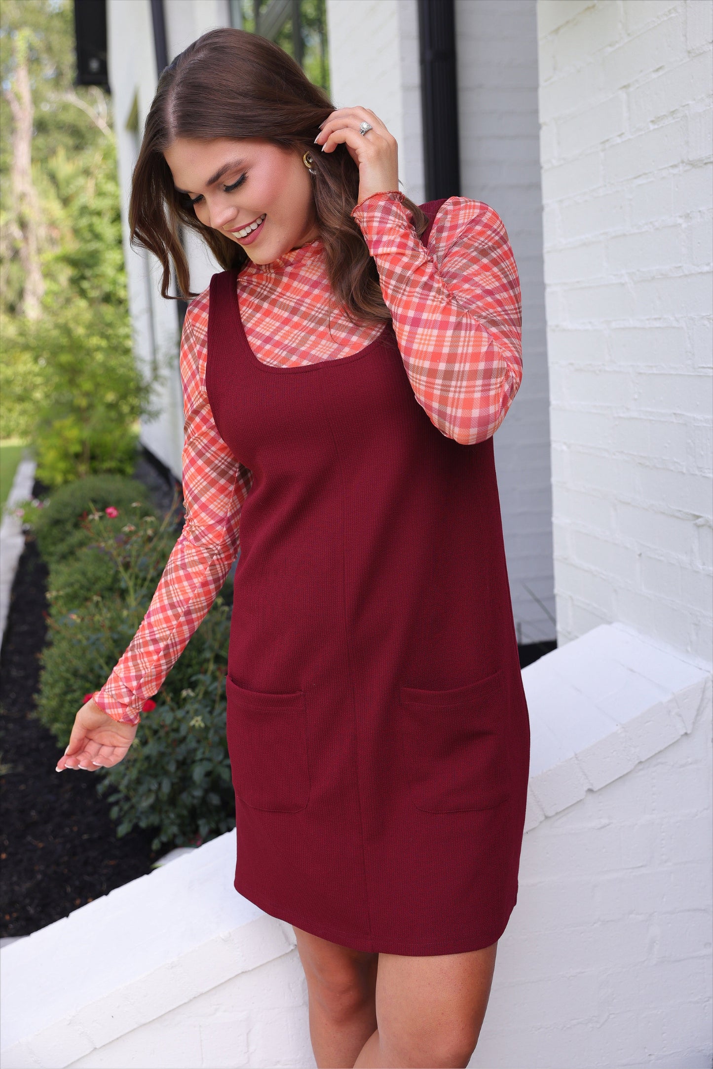 PREORDER- Rory Ribbed Jumper Dress- Burgundy