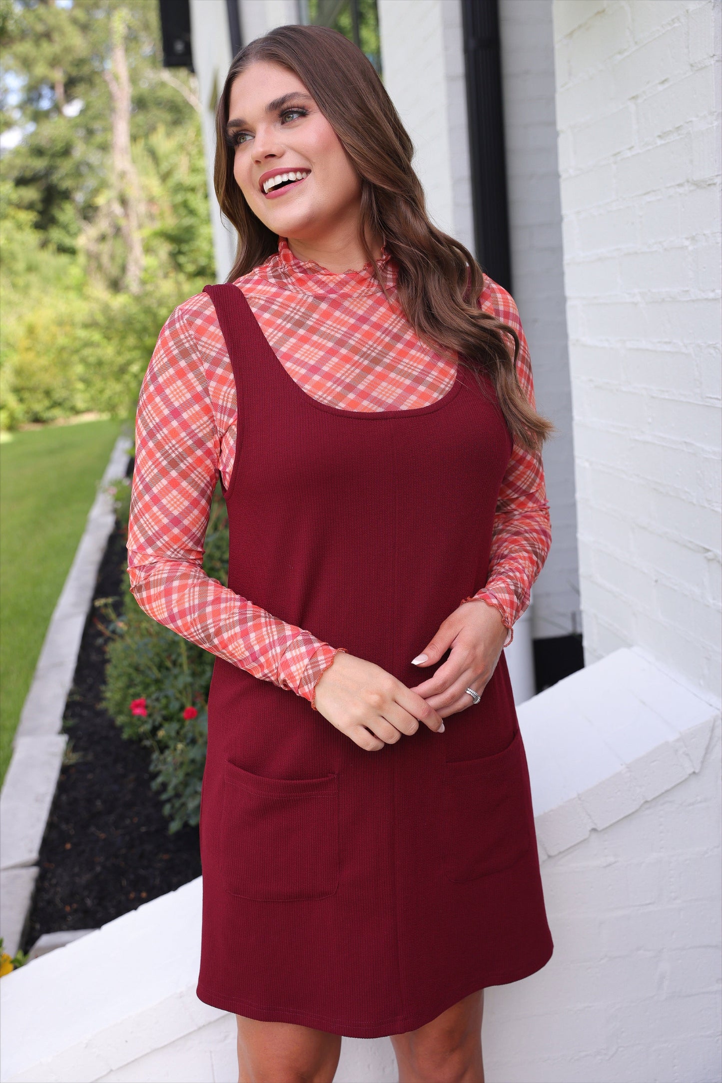 PREORDER- Rory Ribbed Jumper Dress- Burgundy