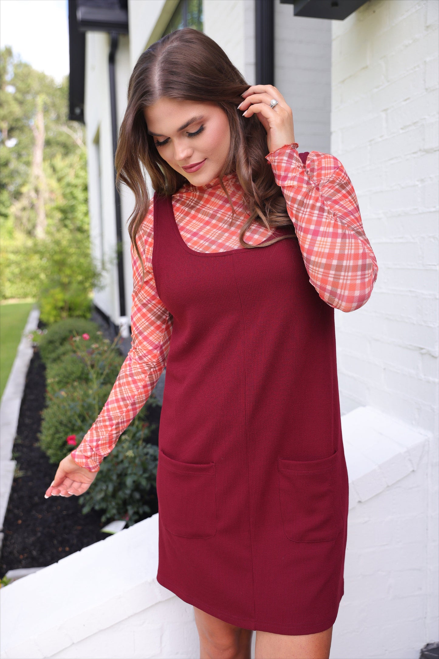PREORDER- Rory Ribbed Jumper Dress- Burgundy
