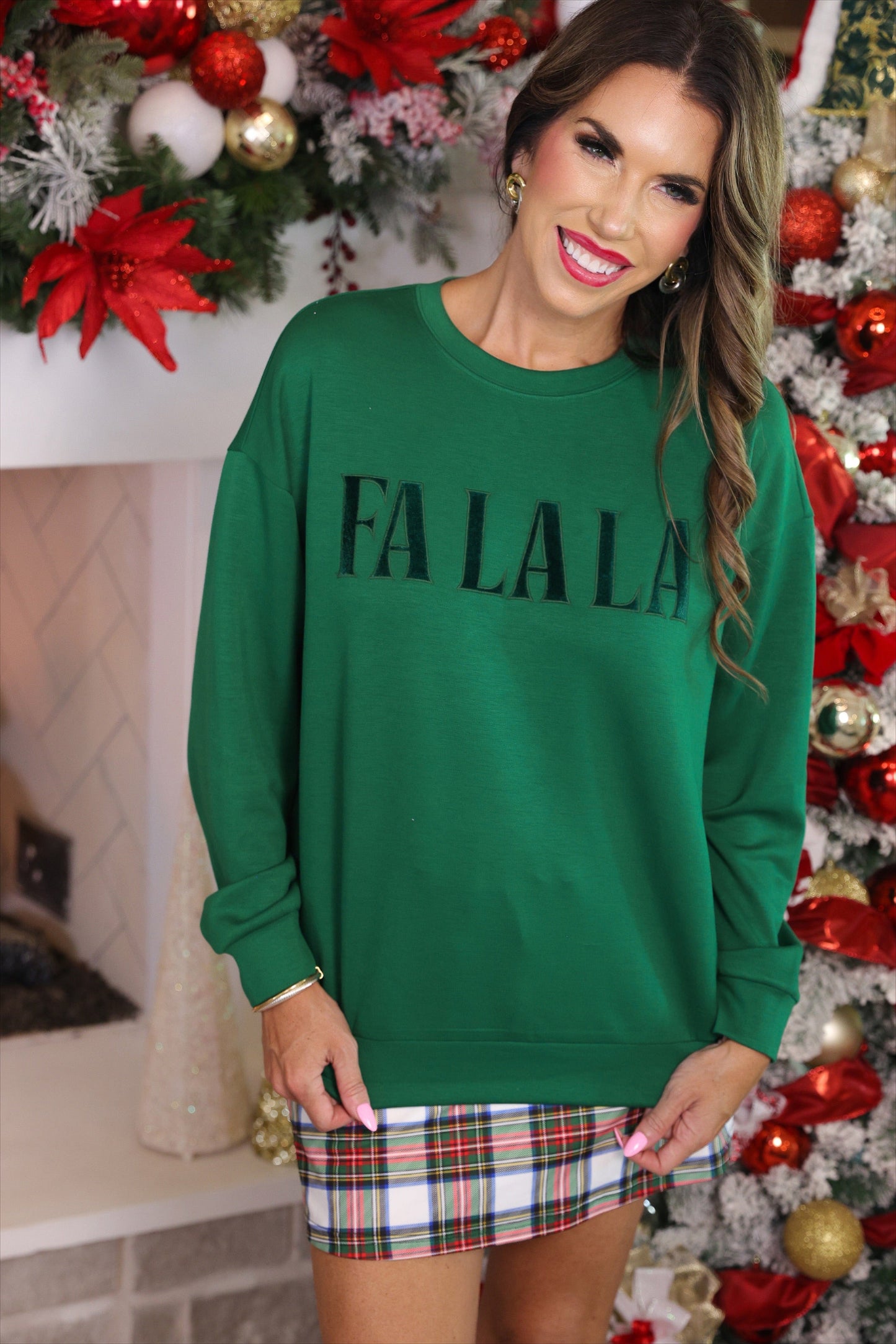 Fa La La Velvet Patch Luxe Pullover