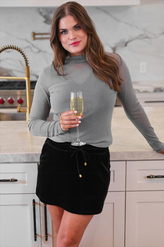 PREORDER-Keigan Mesh Top- Silver Glitter