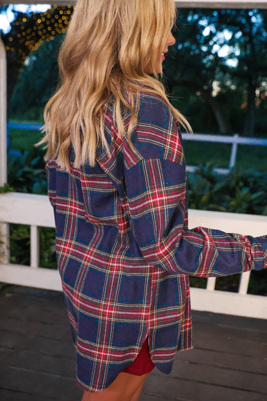 PREORDER-Lola Flannel Tunic Top- Navy