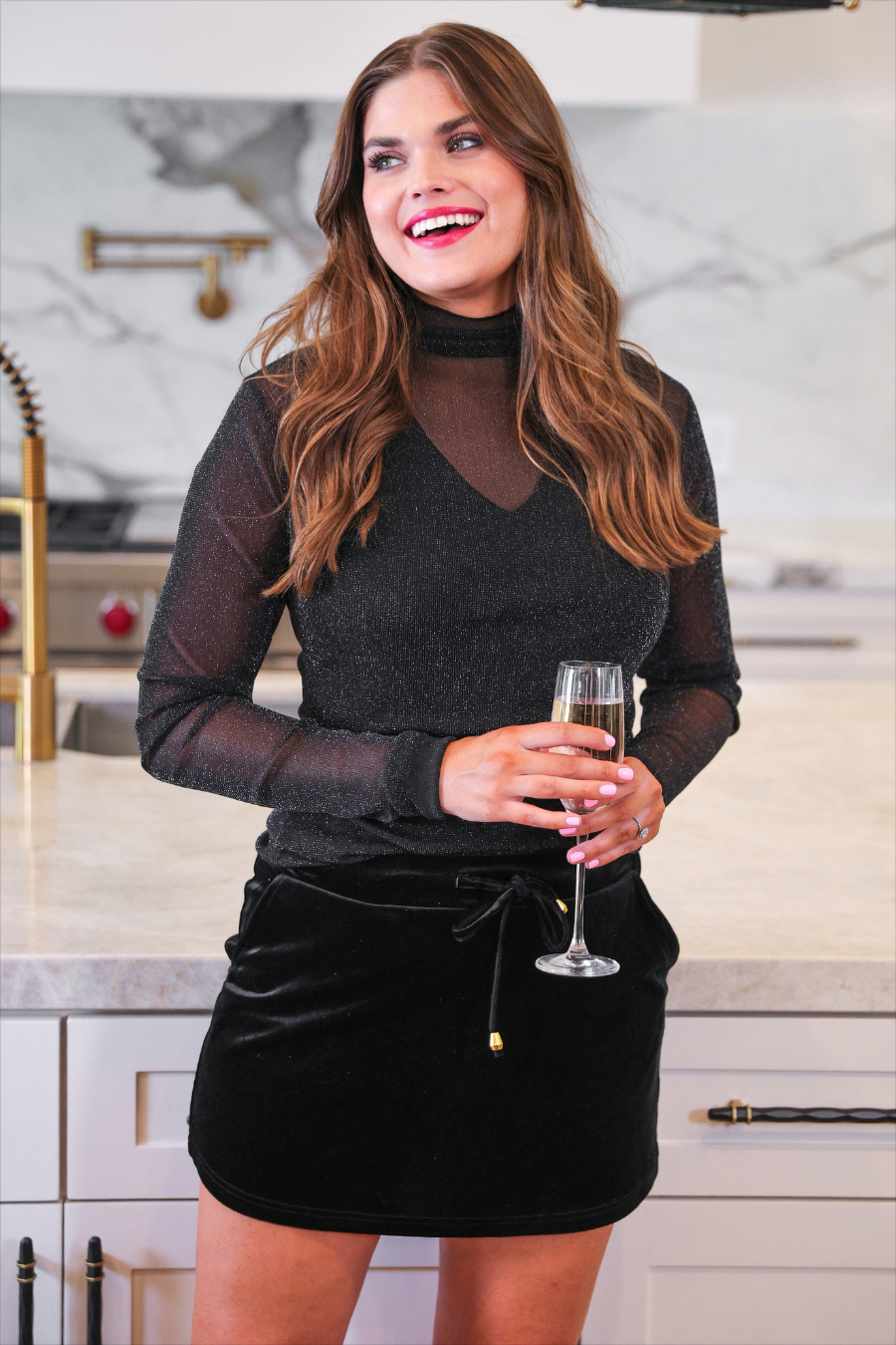 PREORDER-Keigan Mesh Top- Black Glitter