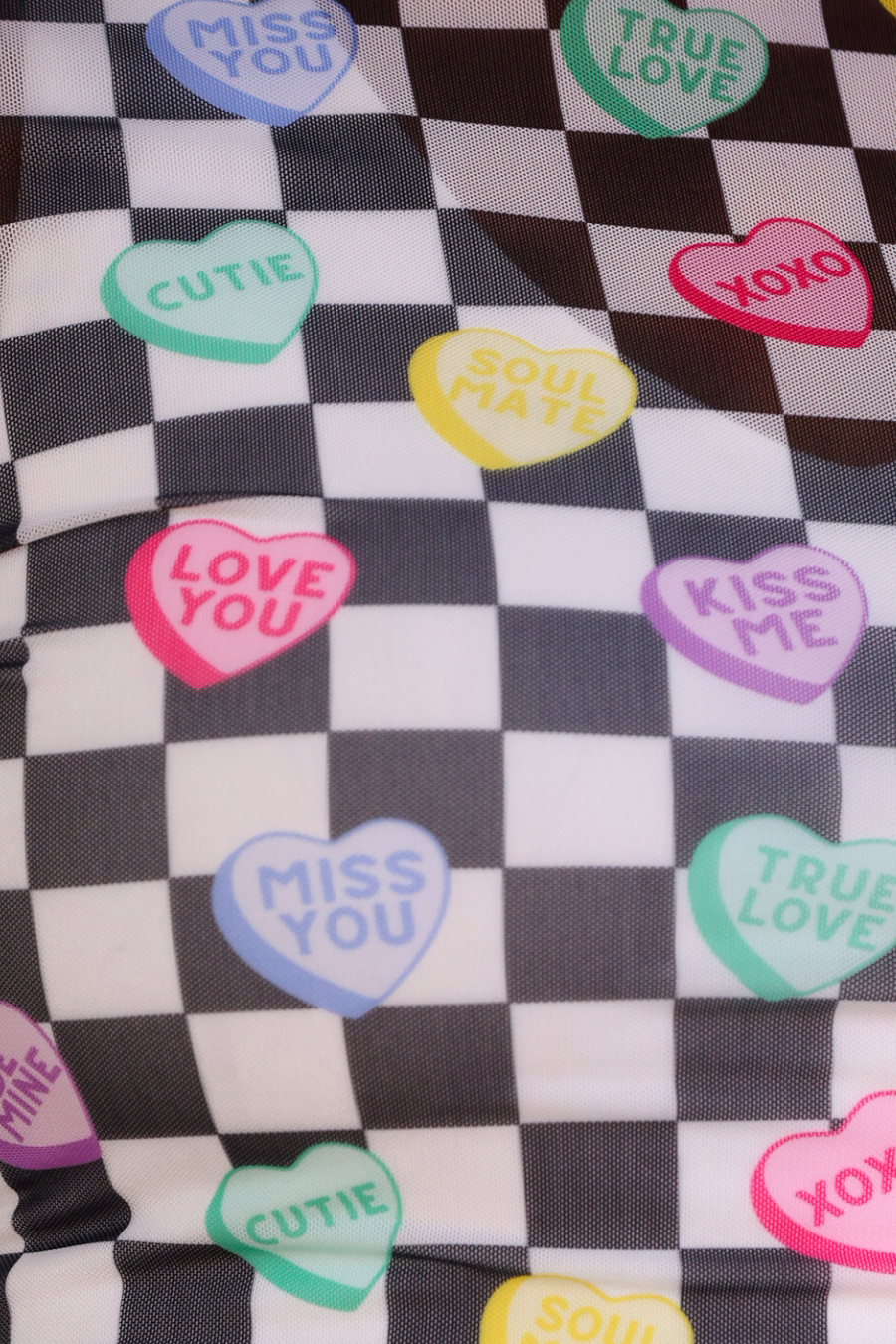 PREORDER- Keigan Mesh Top- Checkered Conversation Hearts