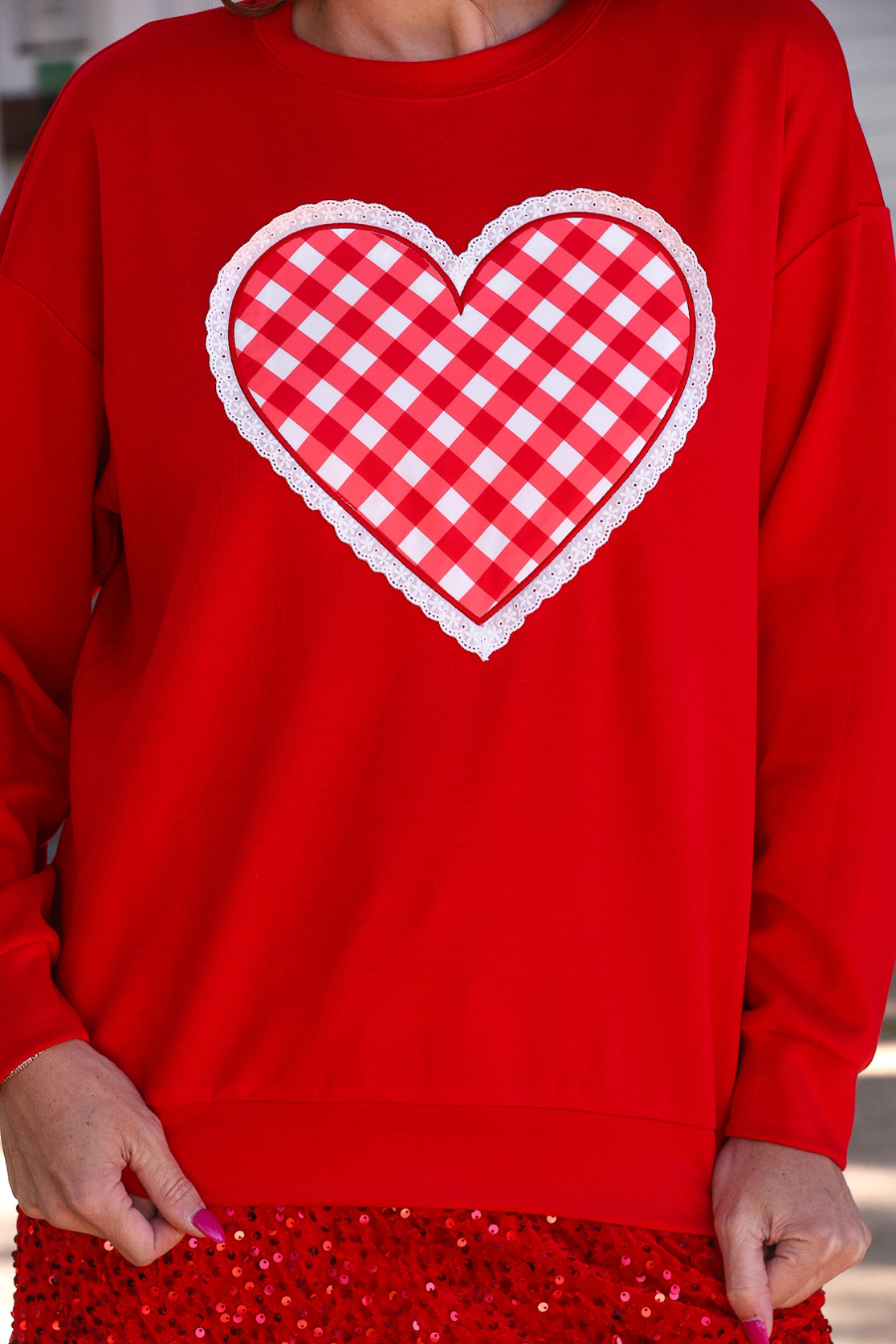PREORDER- Gingham Heart Luxe Pullover