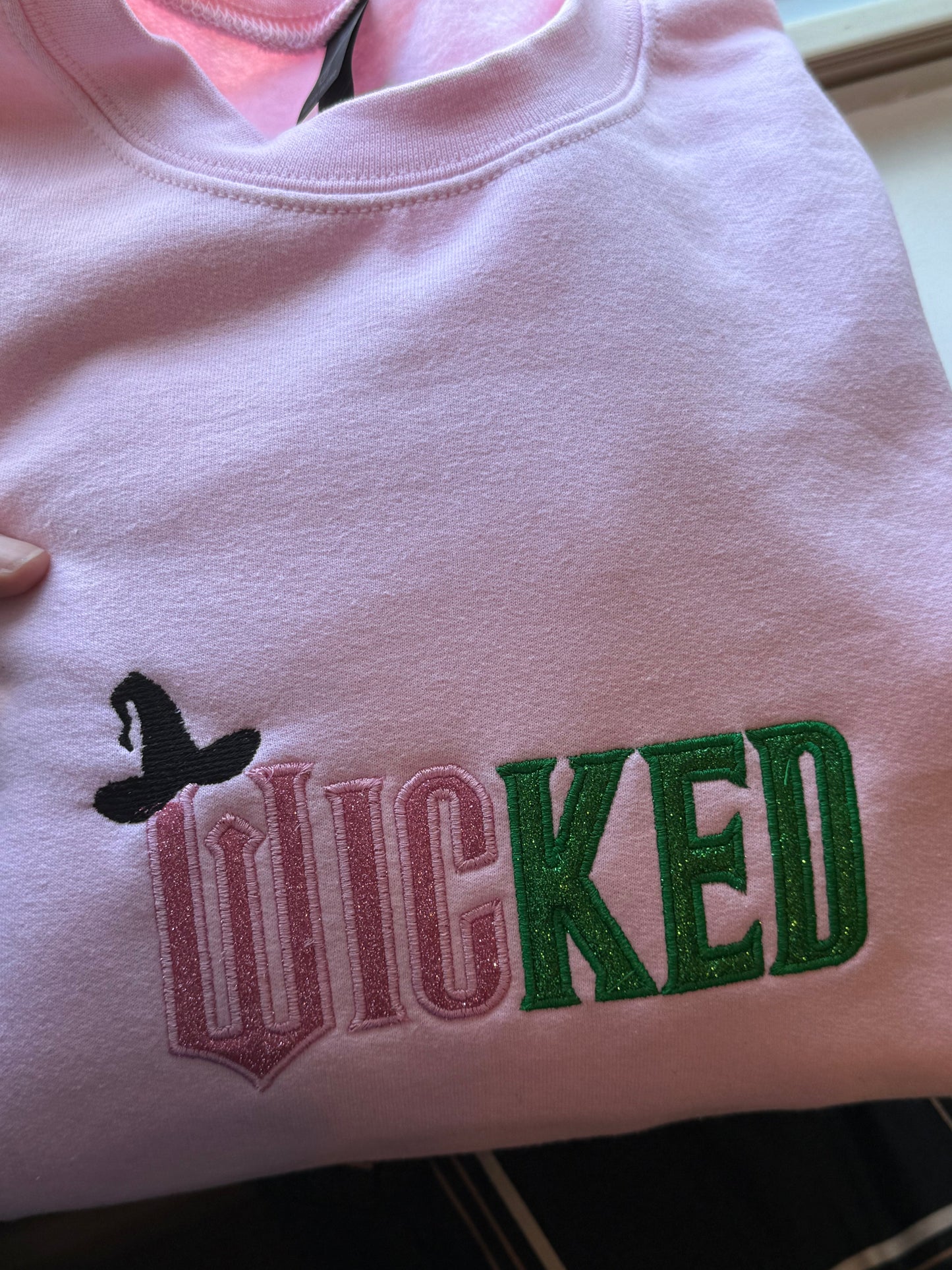 Wicked movie embroidery and glitter