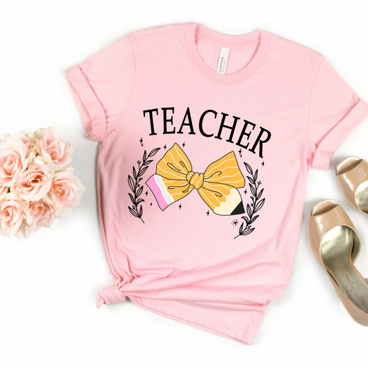 Teacher with pencil bow