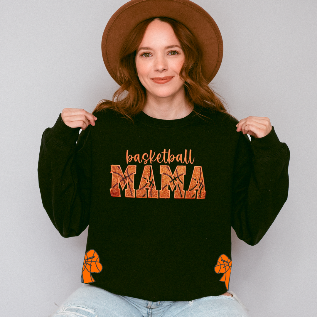 Basketball mama embroidered with side bows