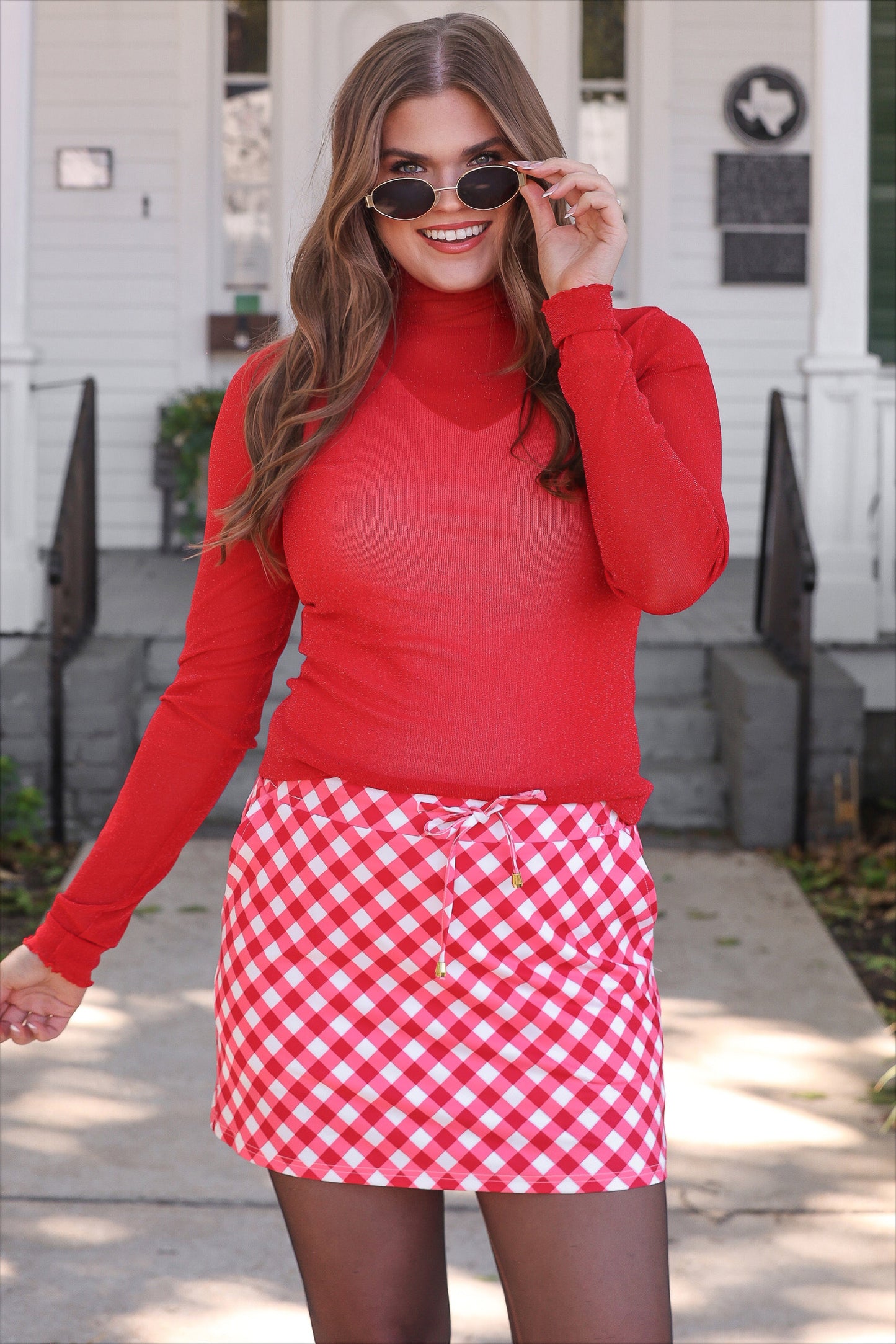 PREORDER- Red Diagonal Gingham Skort