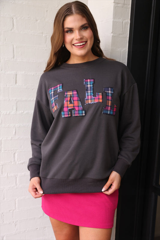 PREORDER- Fall Plaid Patch Pullover