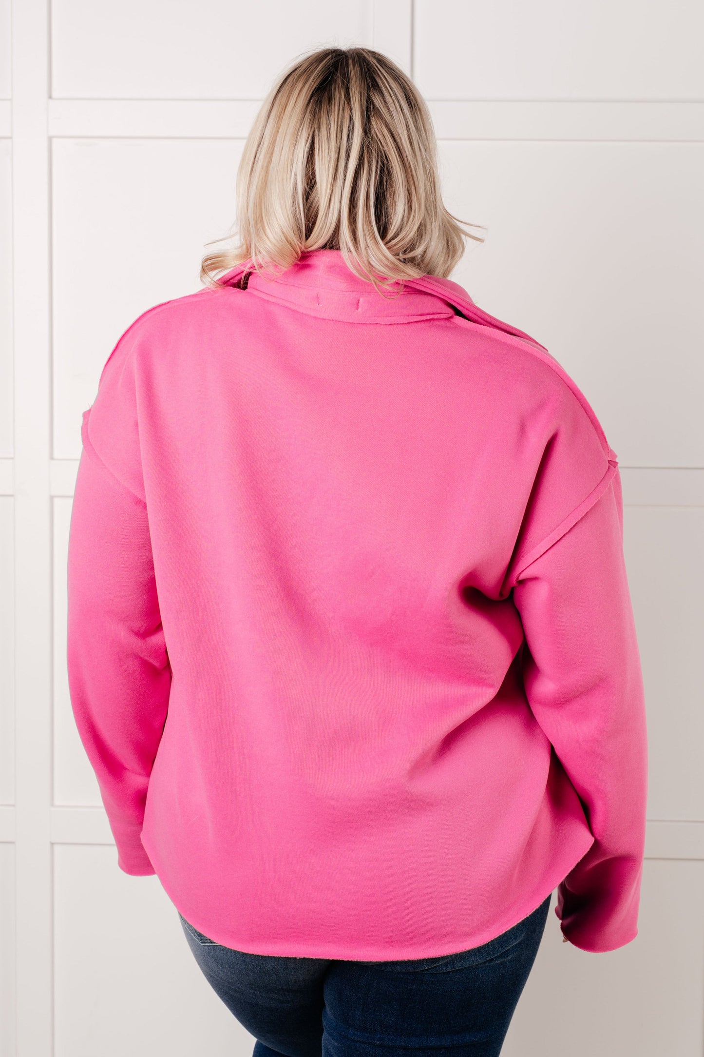 Same Ol' Situation Collared Pullover in Hot Pink