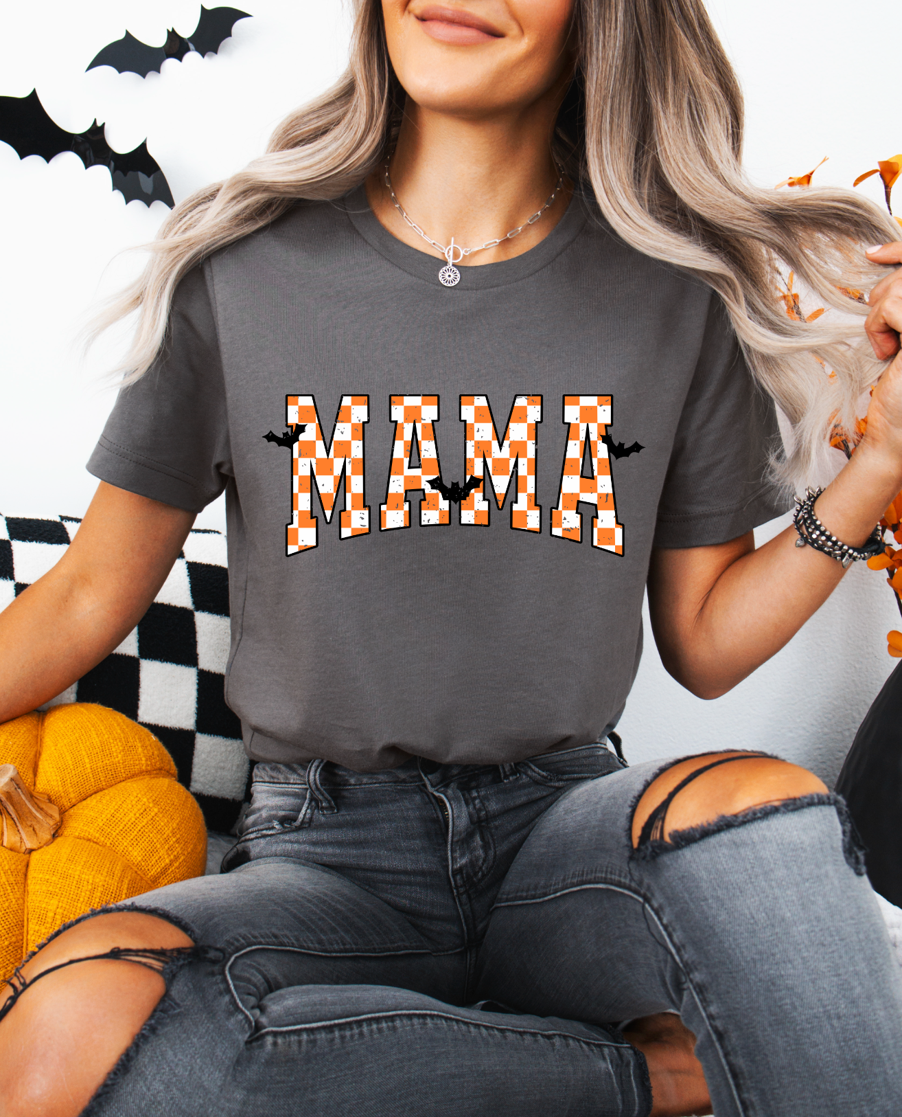 MAMA Orange Checkered with bats 🦇